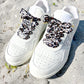 Beige Leopard 2cm – Beige Leopardmönstrade Siden Skosnören med Gulddetaljer (Sample)