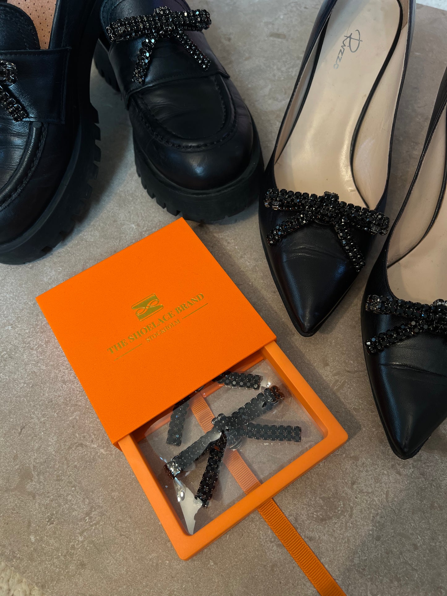 Black Crystal Glitter Bow – Shoe Charm