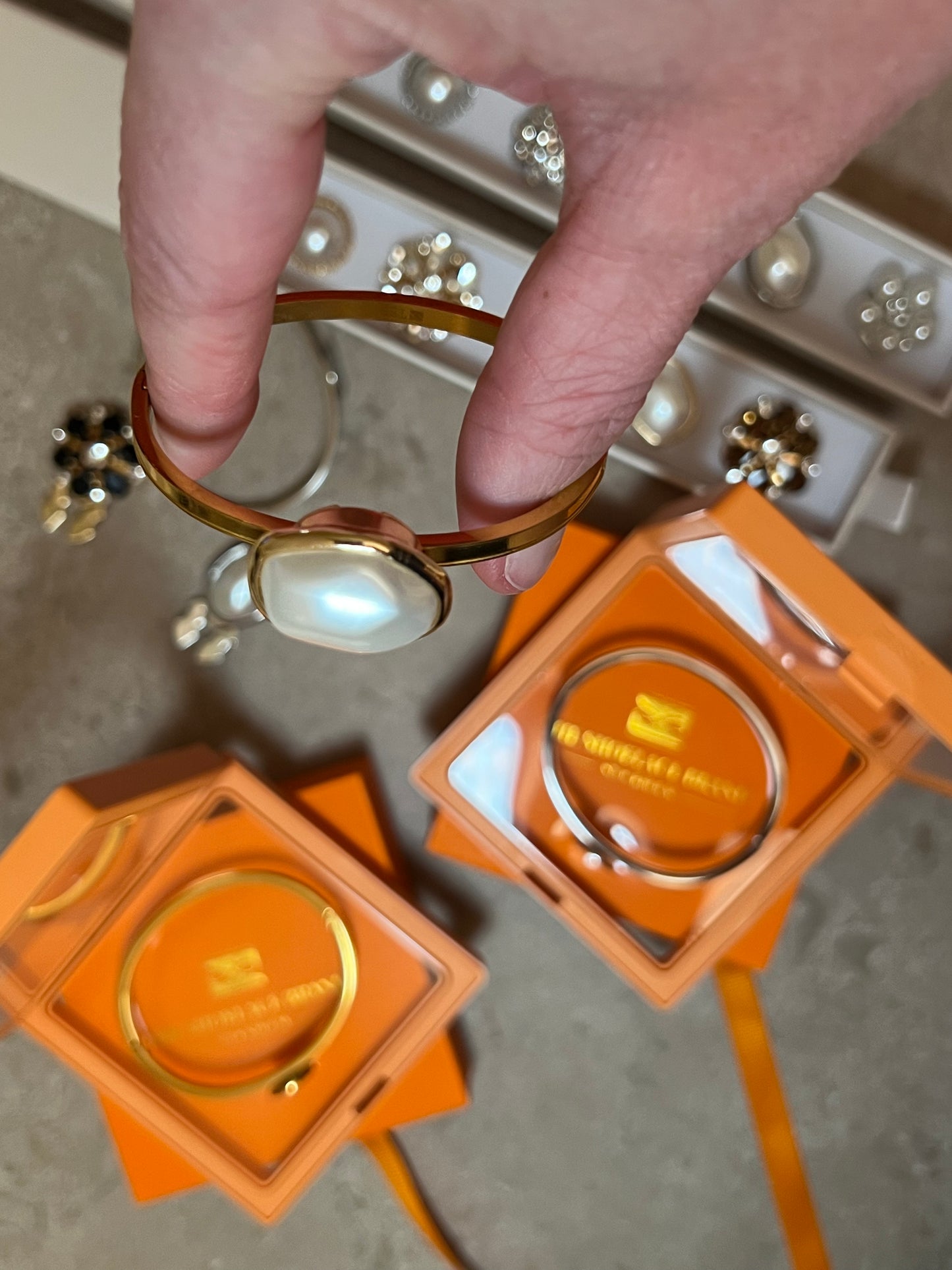 Gold Cuff Bracelet – Button Base