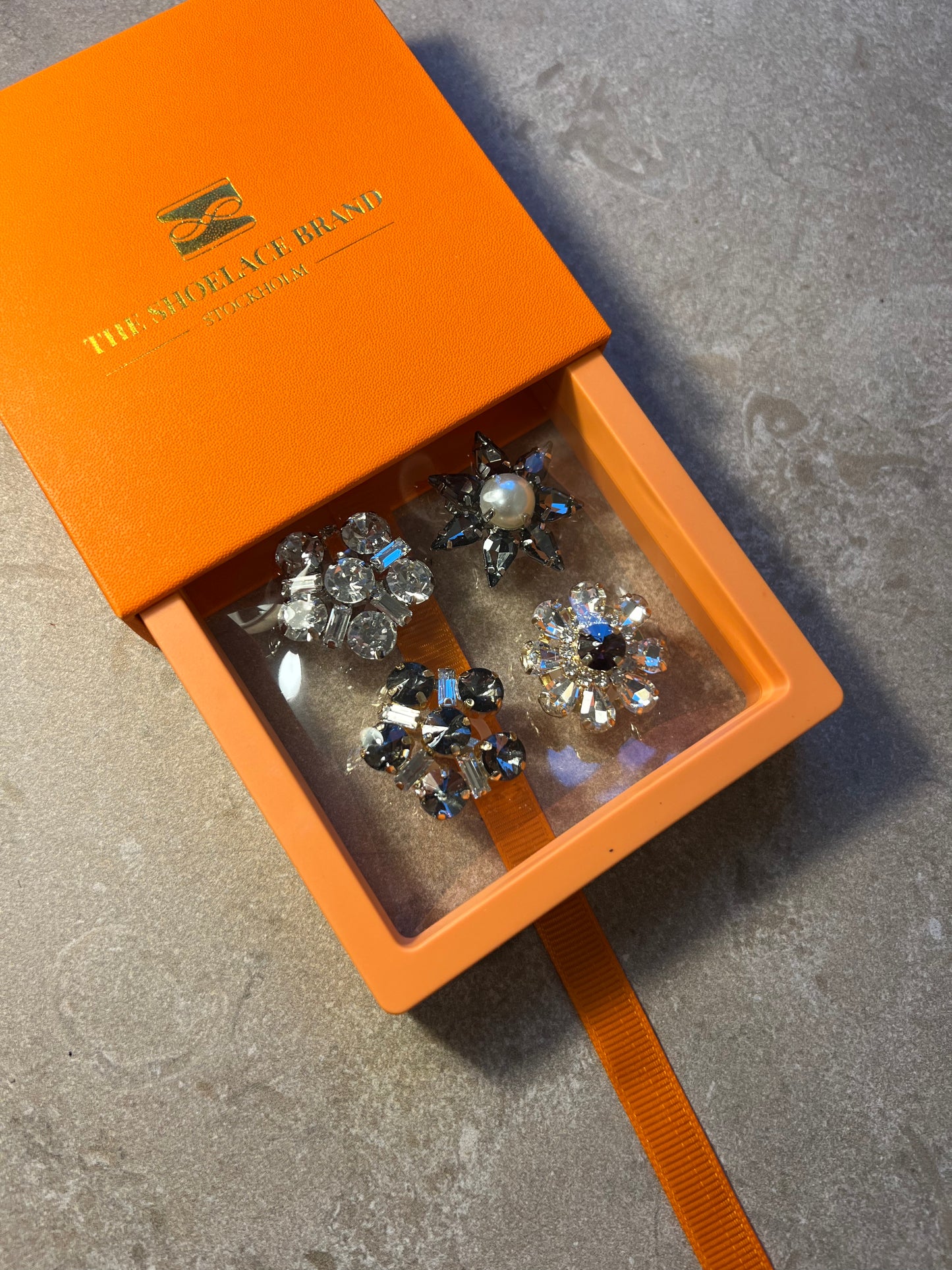 Black & White, Elastic fit - Crystal Shoe Charm Set