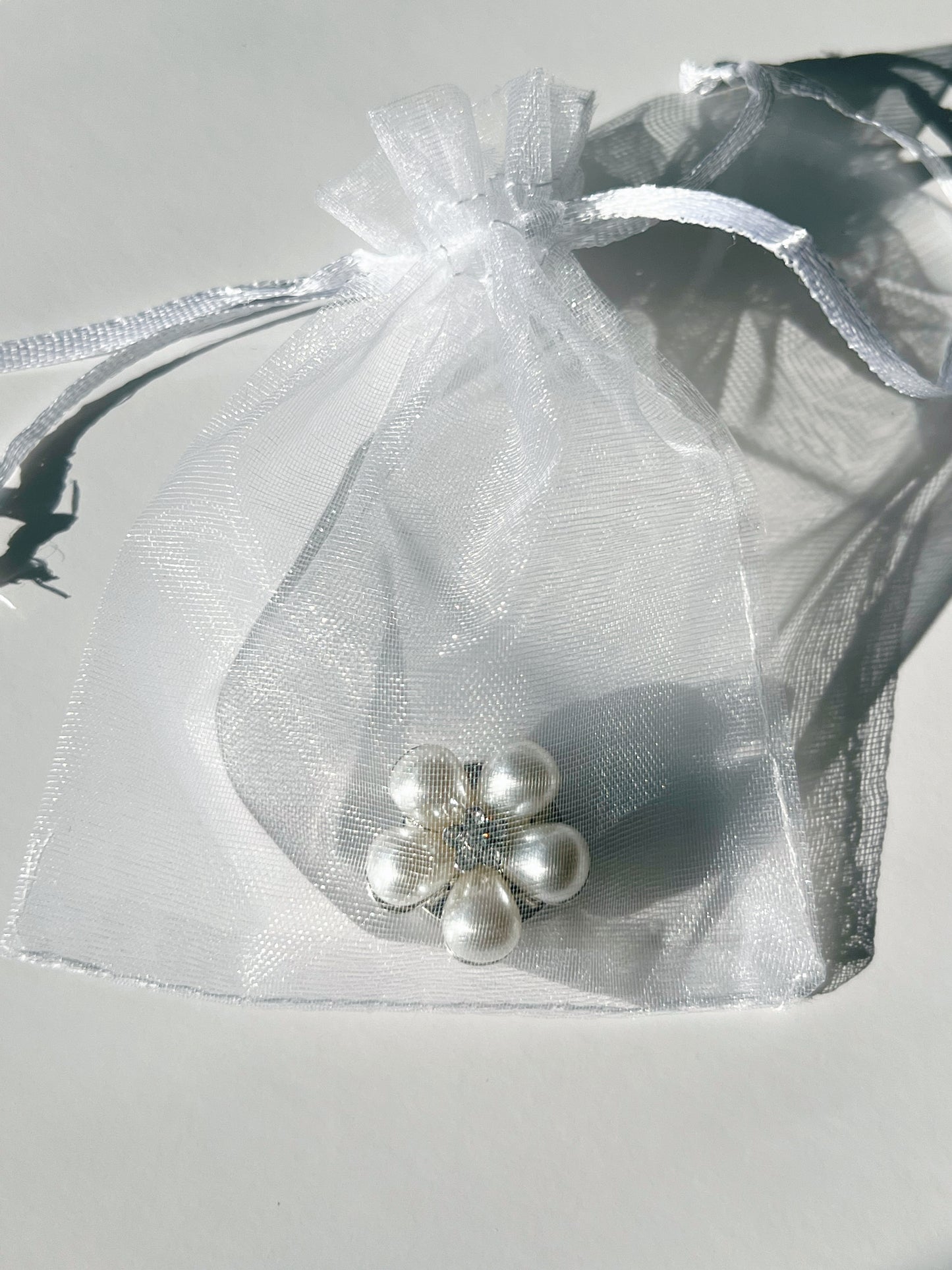 Rosi – Pearl Flower Button Charm Silver