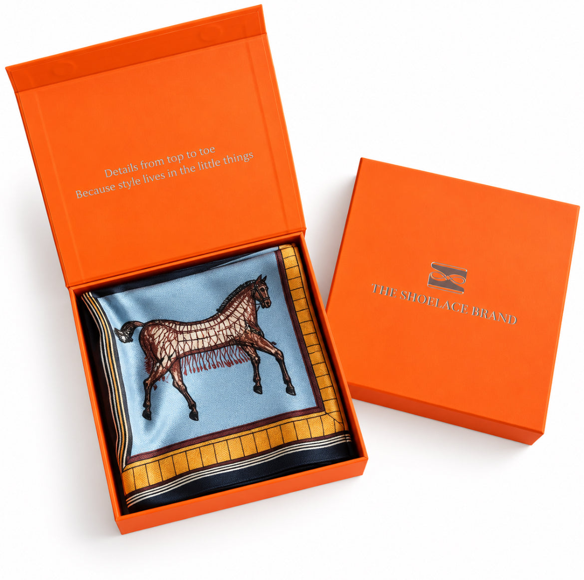Magnetic Scarf Large Horse Print The Shoelace Brand in giftbox