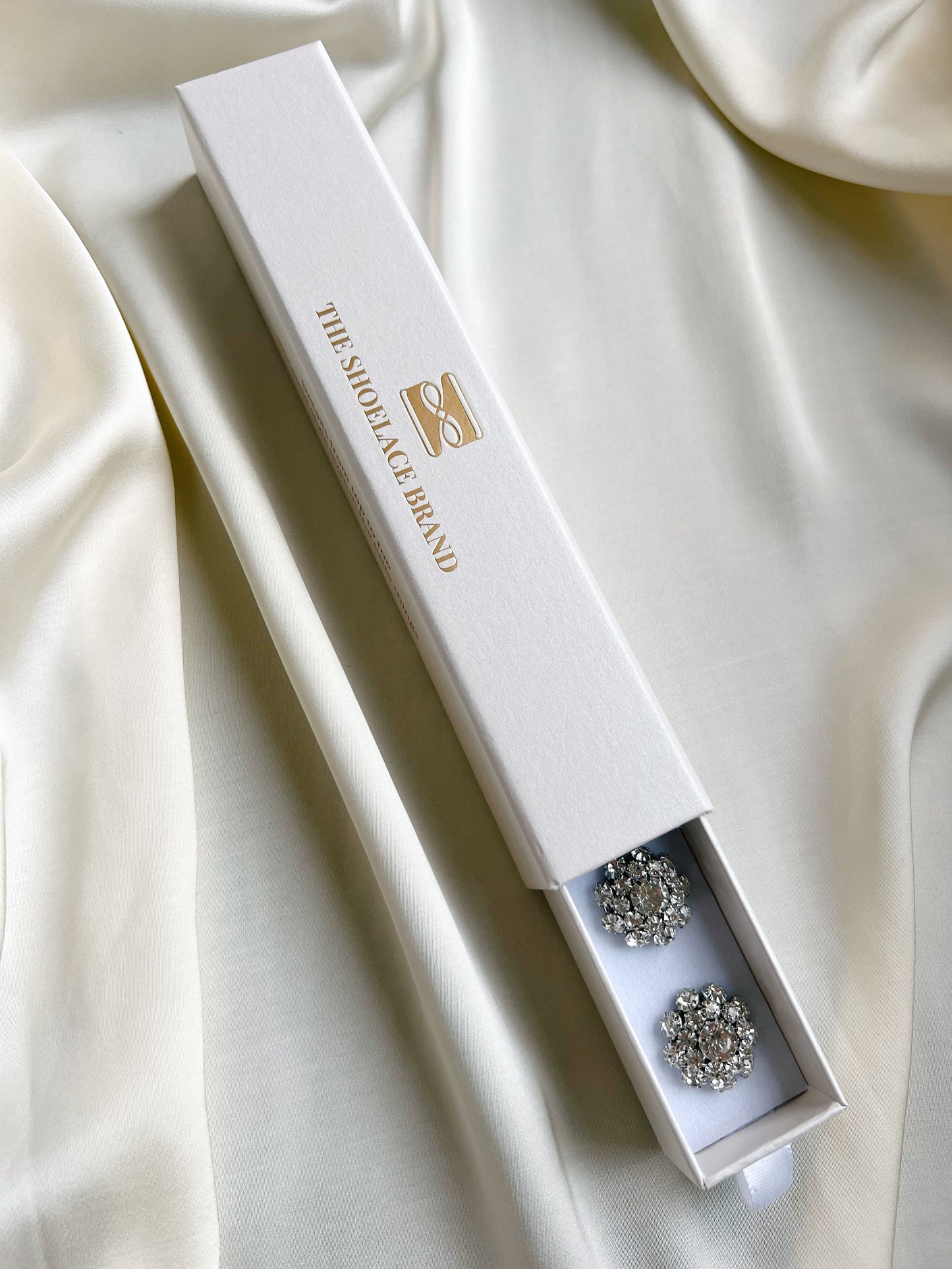 Olivia – Crystal Flower Button Charm Silver