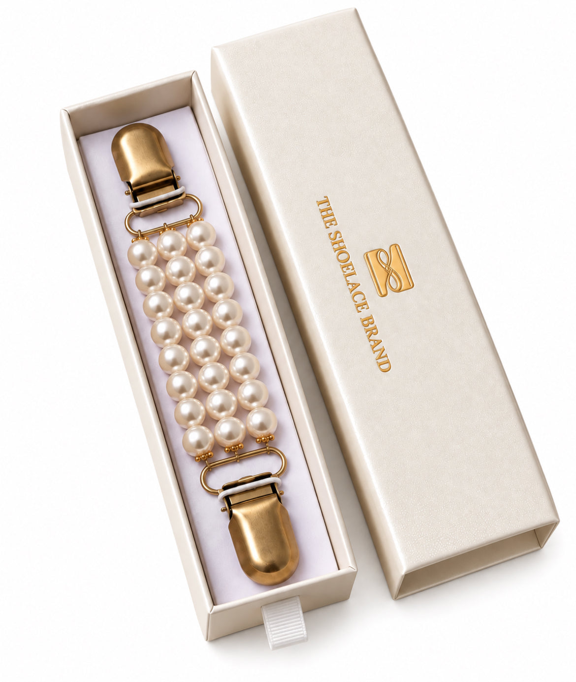 Pearl Clothing Clip The Shoelace Brand in giftbox