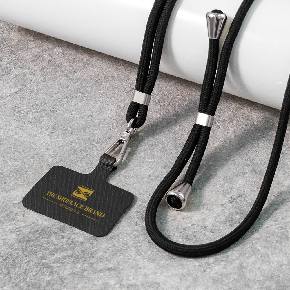 Universal phone strap in black and silver