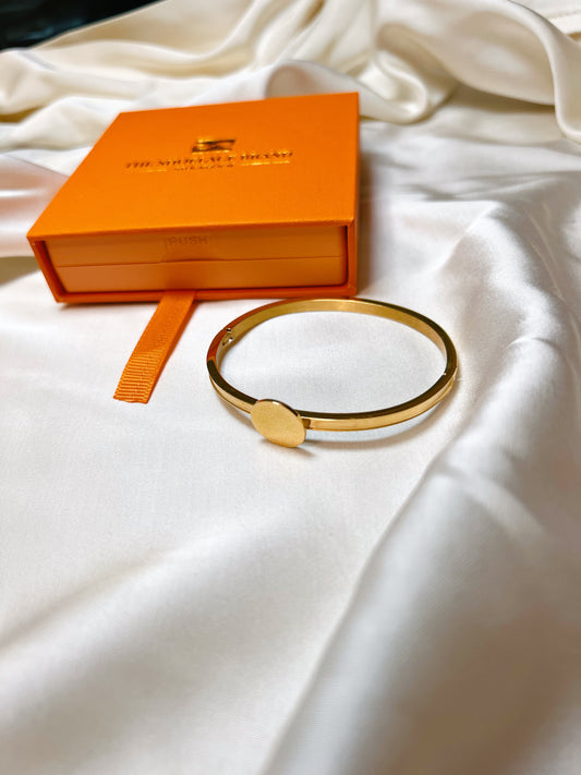 Gold Cuff Bracelet – Button Base