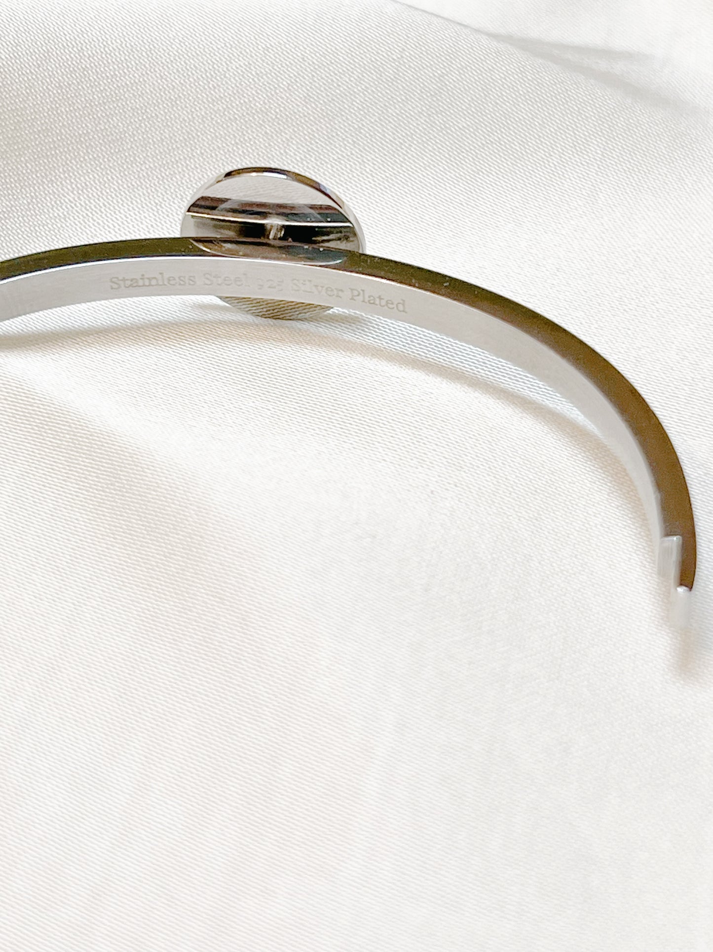 Silver Cuff Bracelet – Button Base