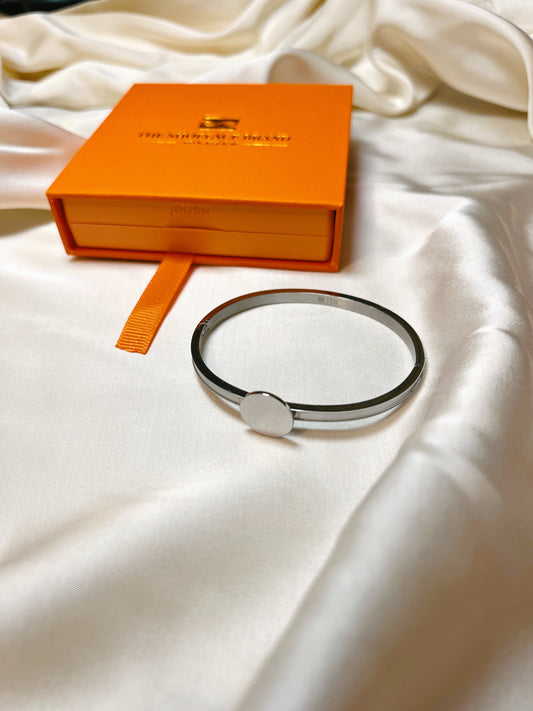 Silver Cuff Bracelet – Button Base