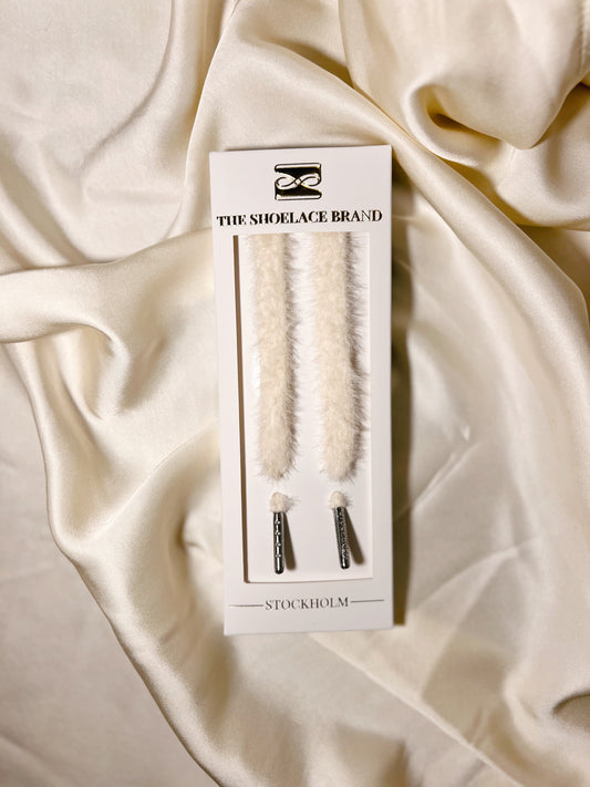 Cream Faux Fur Skosnören