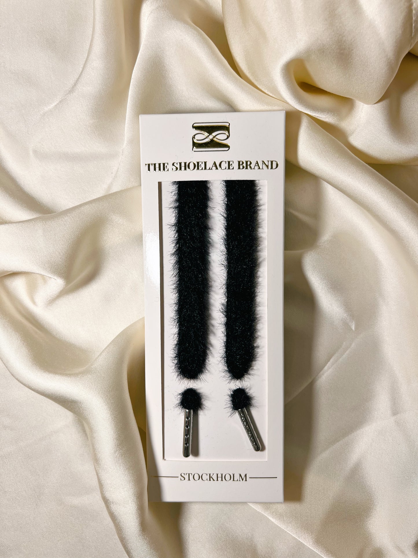 Black Faux Fur Skosnören