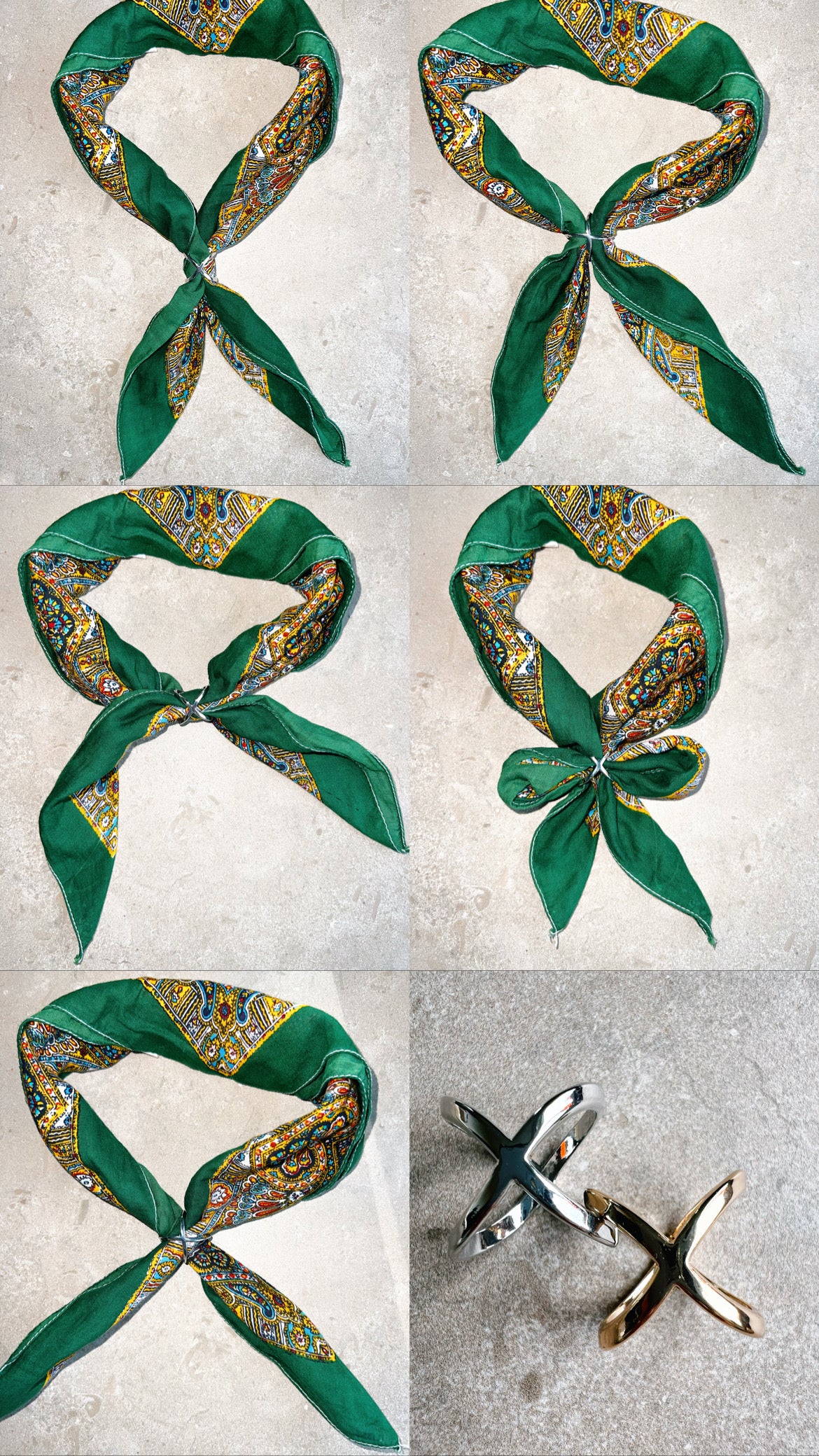 Scarf Ring Cross Gold and Silver S The Shoelace Brand Close up