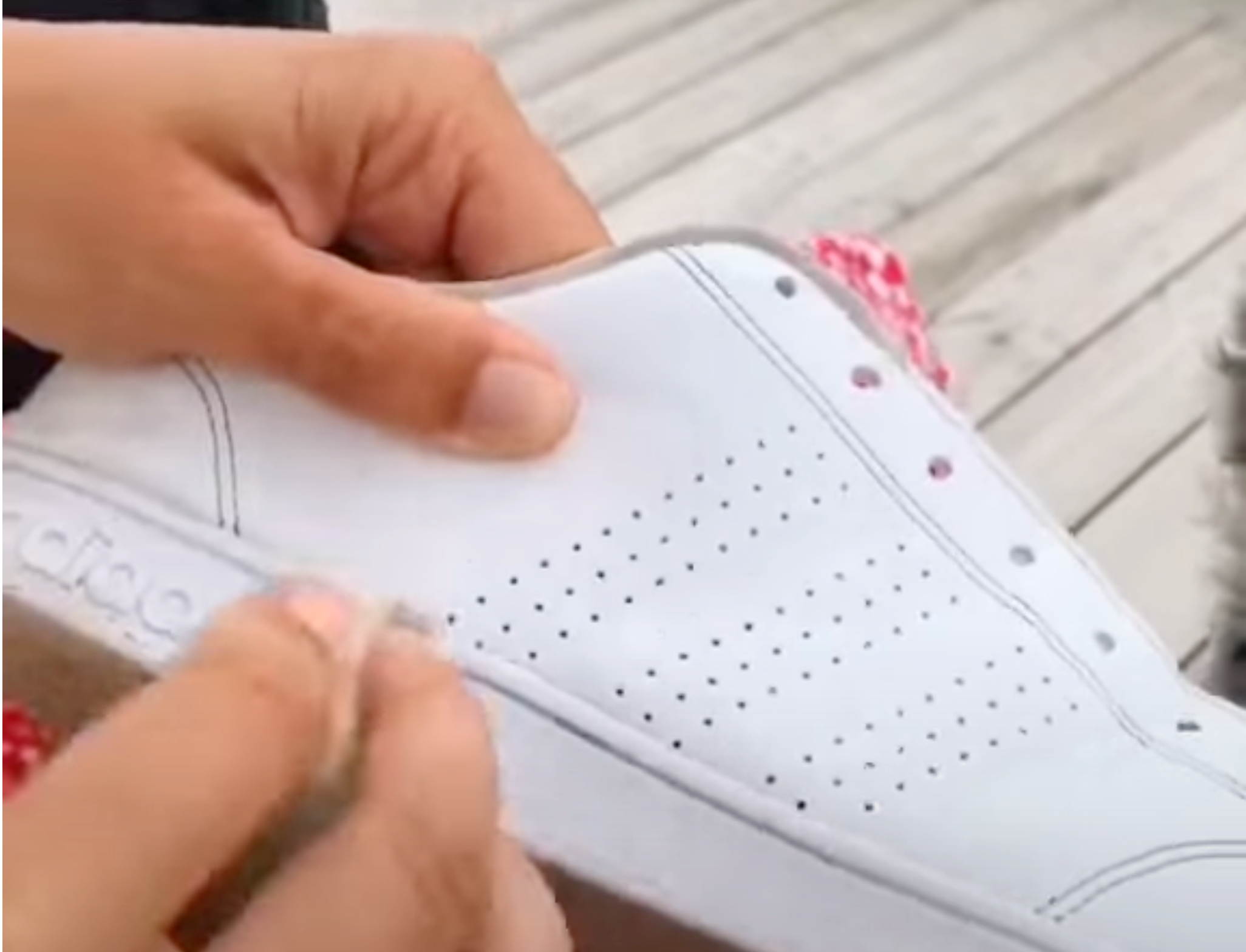 Load video: Demonstration how to make white shoe soles look like new again with shoe polish