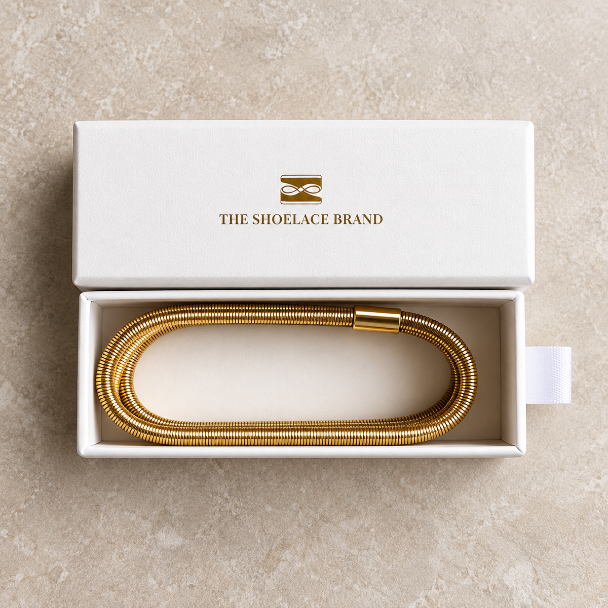 Shirt Sleeve Holder Gold The Shoelace Brand in giftbox flexible
