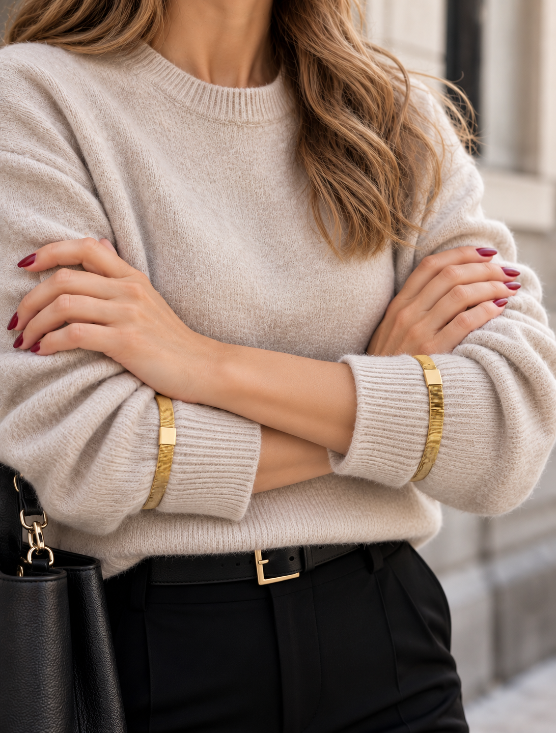 Shirt Sleeve Holder Gold The Shoelace Brand on knitwear