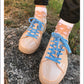 Double sided velvet shoelaces blue - The Shoelace Brand