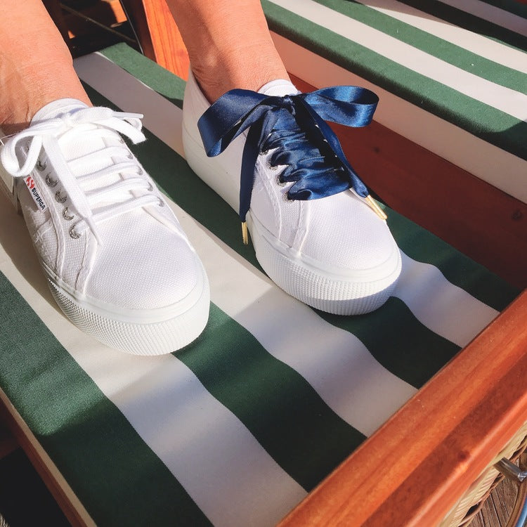 Navy Silk Shoelaces - The Shoelace Brand