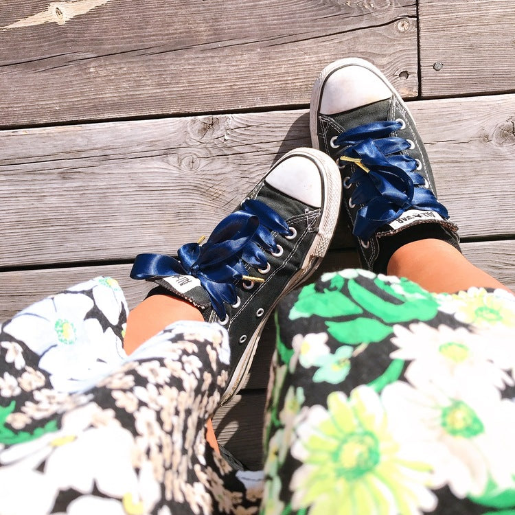 Navy Silk Shoelaces - The Shoelace Brand