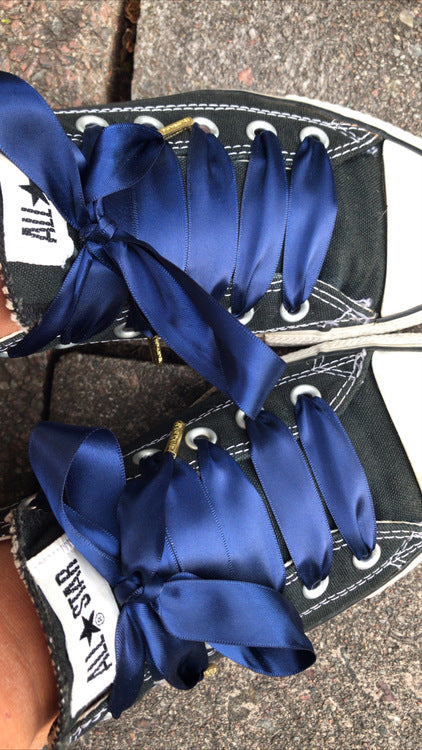 Navy Silk Shoelaces - The Shoelace Brand