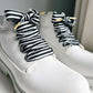 Striped scarf black/white - The Shoelace Brand